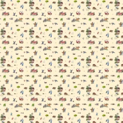 Barn Arvidssons textil Gardintyger Mönstrade|Barnmönster|Emil i Katthult beige tyg