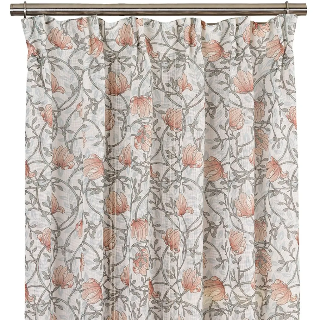 Fondaco Gardiner Mönstrade|Emma grön skira gardiner med blomstermönster 140x250cm