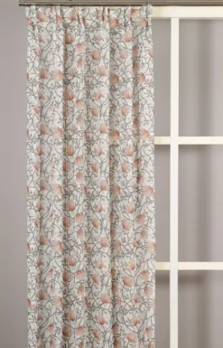 Fondaco Gardiner Mönstrade|Emma grön skira gardiner med blomstermönster 140x250cm