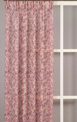 Fondaco Gardiner Mönstrade|Emma rosa skira gardiner med blomstermönster 140x250cm