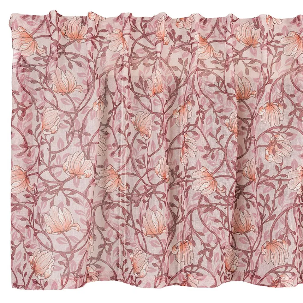 Fondaco Gardinkappor Färdigsydda|Emma rosa skir gardinkappa med blomstermönster 50x