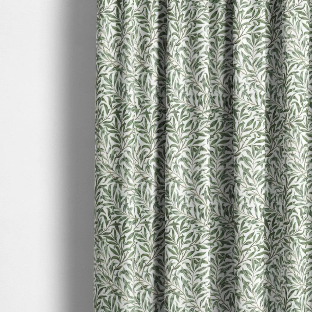 Nordisk Textil Arts & Crafts Tyger|Gardintyger Mönstrade|Ester allmogegrön tyg – klassiskt bladmönster i allmogegrönt