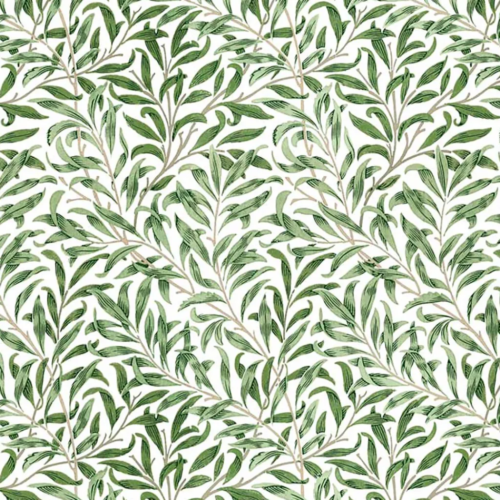 Nordisk Textil Arts & Crafts Tyger|Gardintyger Mönstrade|Ester grön tyg – klassiskt bladmönster i grönt