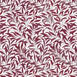 Nordisk Textil Arts & Crafts Tyger|Gardintyger Mönstrade|Ester vinröd tyg – klassiskt bladmönster i vinrött