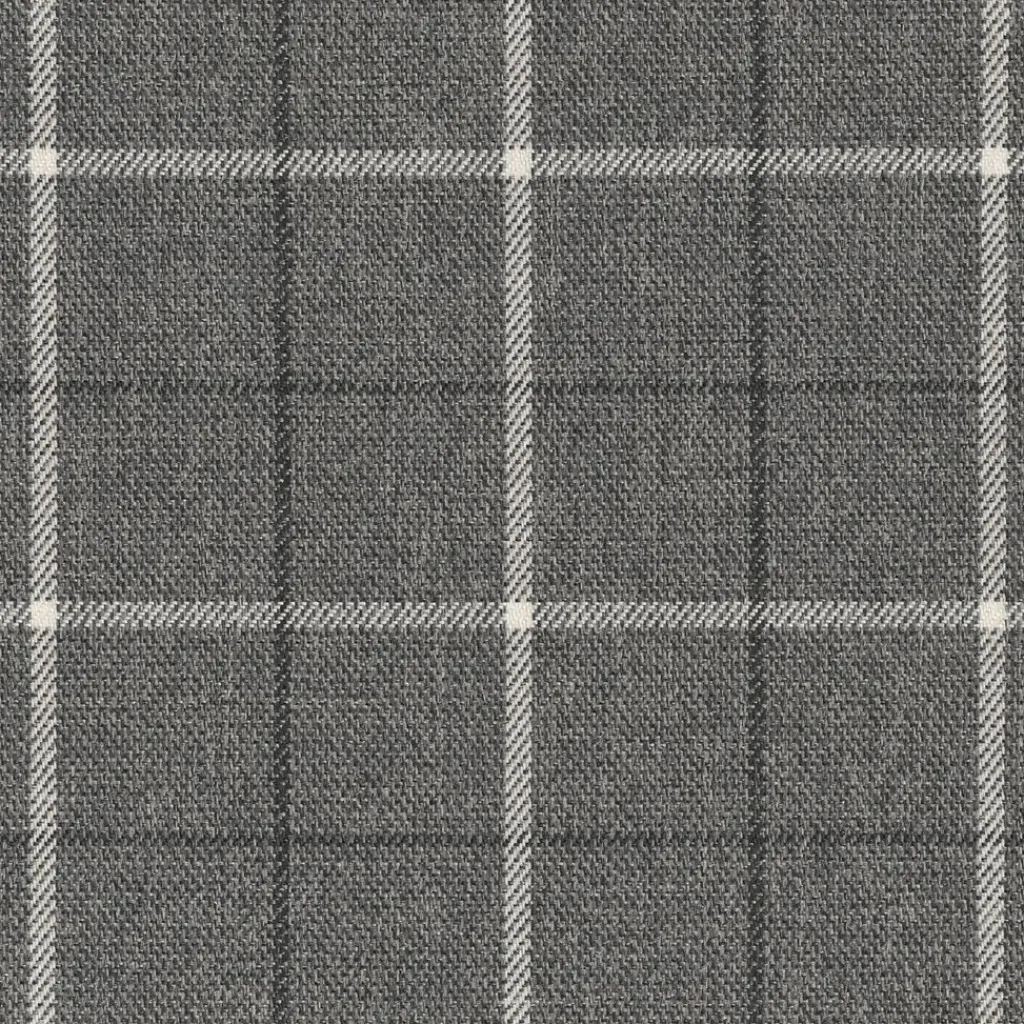 Nordisk Textil Rutiga Möbeltyger|Eton grå rutigt möbeltyg med vita och mörkgrå ränder