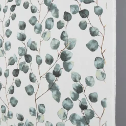 Gardintyger Mönstrade|Eucalyptus leaves vit tyg