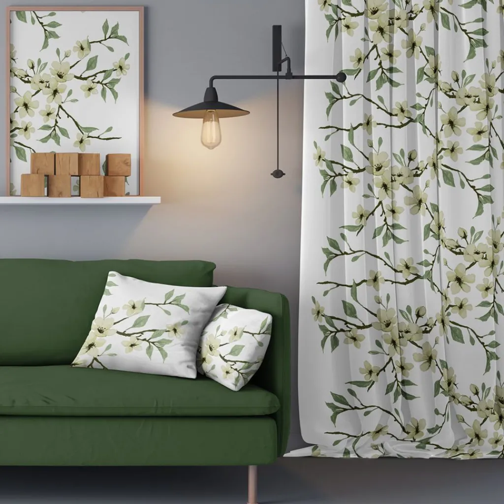 Arvidssons textil Gardiner Mönstrade|Fägring grön gardiner