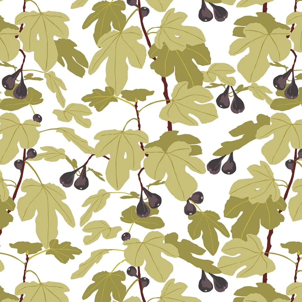 Arvidssons textil Gardintyger Mönstrade|Arvidssons Textil|Fikonträd ljusgrön tyg