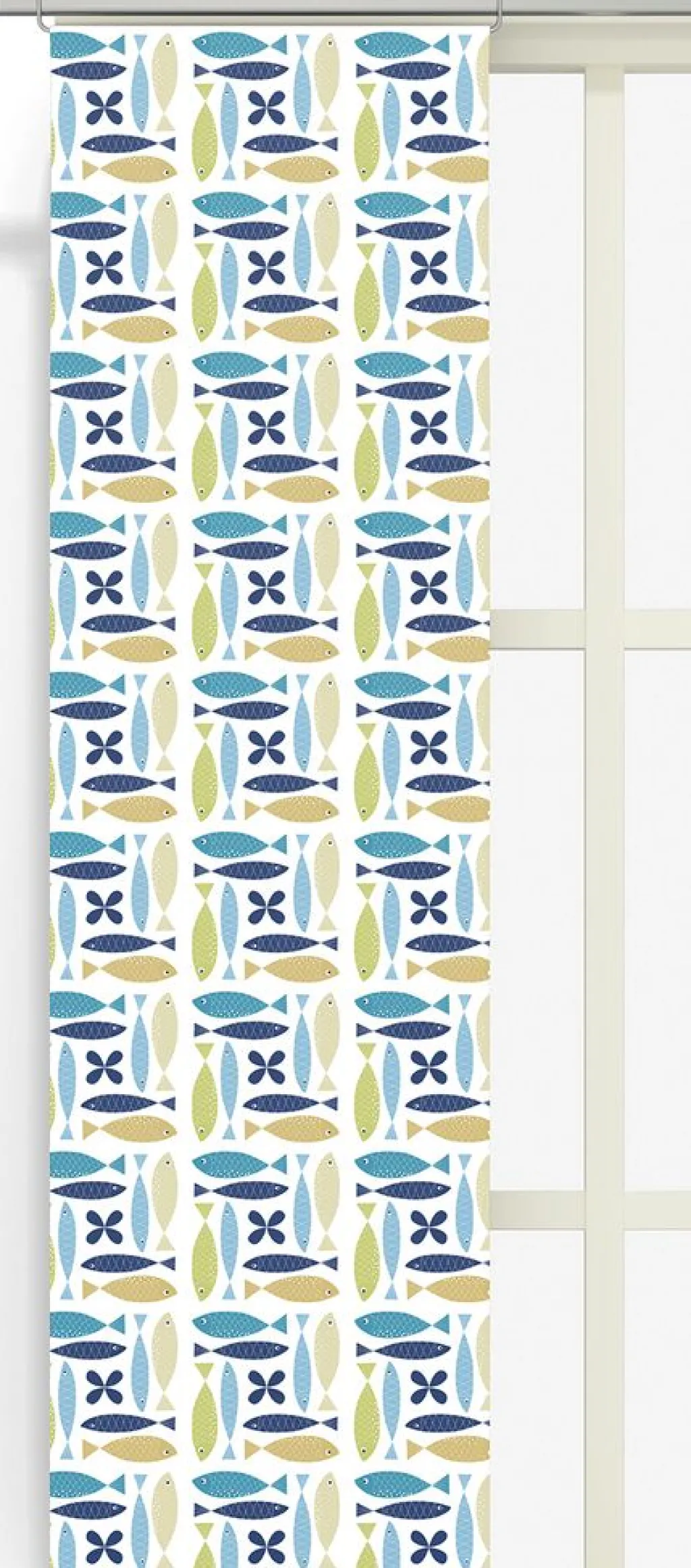 Arvidssons textil Panelgardiner|Fina fisken turkos panelgardiner