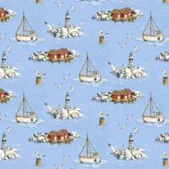 Arvidssons textil Gardintyger Mönstrade|Arvidssons Textil|Fiskeskär ljusblå tyg