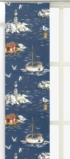 Arvidssons textil Panelgardiner|Fiskeskär mörkblå panelgardiner