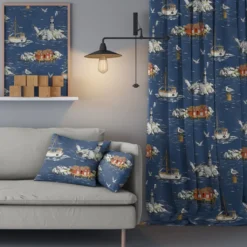 Arvidssons textil Gardintyger Mönstrade|Arvidssons Textil|Fiskeskär mörkblå tyg