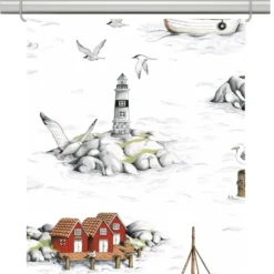 Arvidssons textil Panelgardiner|Fiskeskär vit panelgardiner