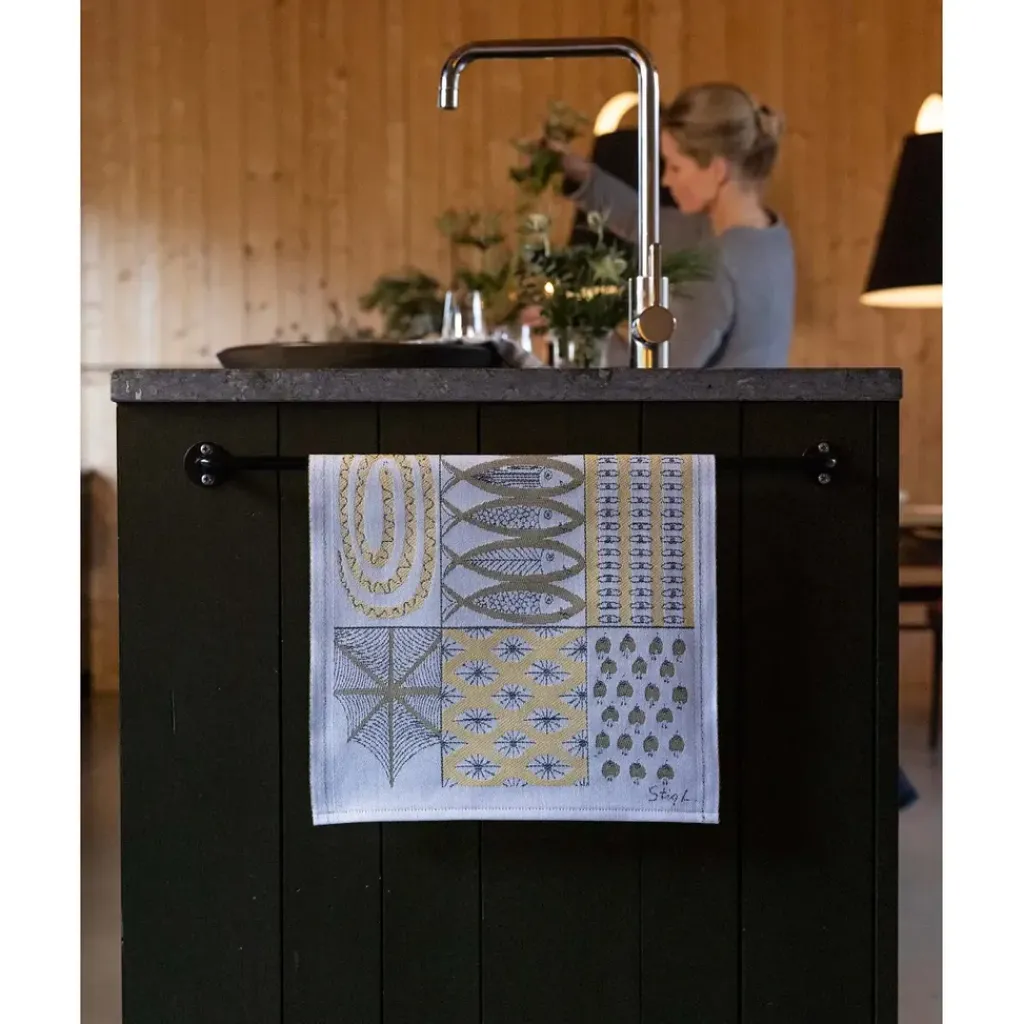 Ekelund Kökshandduk|Fiskglänta kökshandduk 35X50 - Design av Stig Lindberg