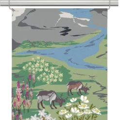 Arvidssons textil Panelgardiner|Fjällängar grå-grön panelgardiner
