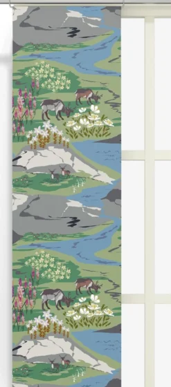 Arvidssons textil Panelgardiner|Fjällängar grå-grön panelgardiner