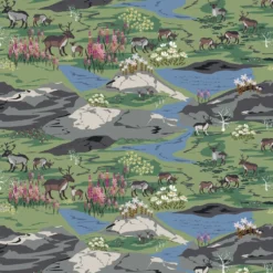 Arvidssons textil Gardintyger Mönstrade|Arvidssons Textil|Fjällängar grå-grön tyg