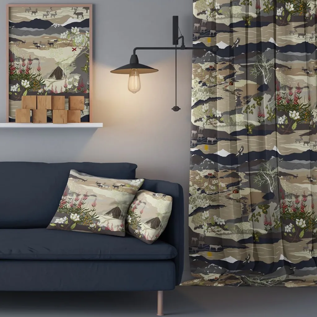 Arvidssons textil Gardiner Mönstrade|Fjällvandring beige gardiner