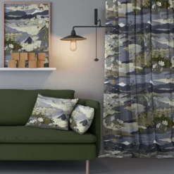Arvidssons textil Gardiner Mönstrade|Fjällvandring blå gardiner