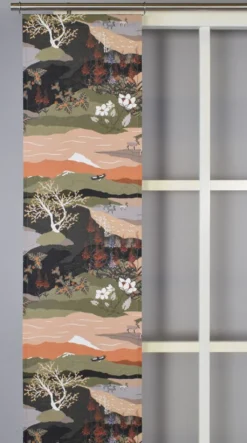 Arvidssons textil Panelgardiner|Fjällvandring grön-beige panelgardiner