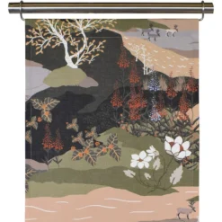 Arvidssons textil Panelgardiner|Fjällvandring grön-beige panelgardiner