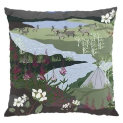 Arvidssons textil Mönstrade Kuddfodral|Fjällvandring grön-blå kuddfodral
