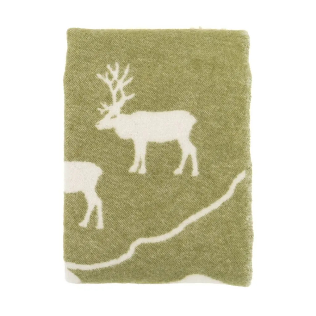 Arvidssons textil Ullplädar|Fjällvandring grön– Ullpläd med fjällinspirerat mönster