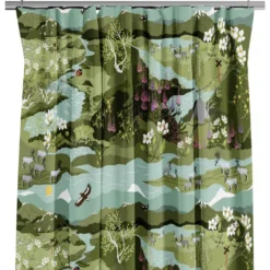 Arvidssons textil Gardiner Mönstrade|Fjällvandring ljusgrön gardiner