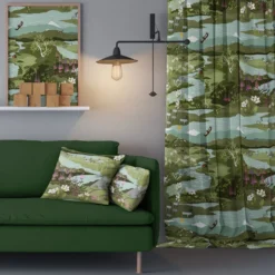 Arvidssons textil Gardiner Mönstrade|Fjällvandring ljusgrön gardiner