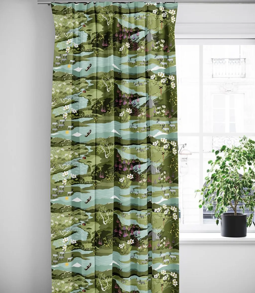 Arvidssons textil Gardiner Mönstrade|Fjällvandring ljusgrön gardiner