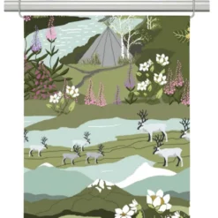 Arvidssons textil Panelgardiner|Fjällvandring ljusgrön panelgardiner