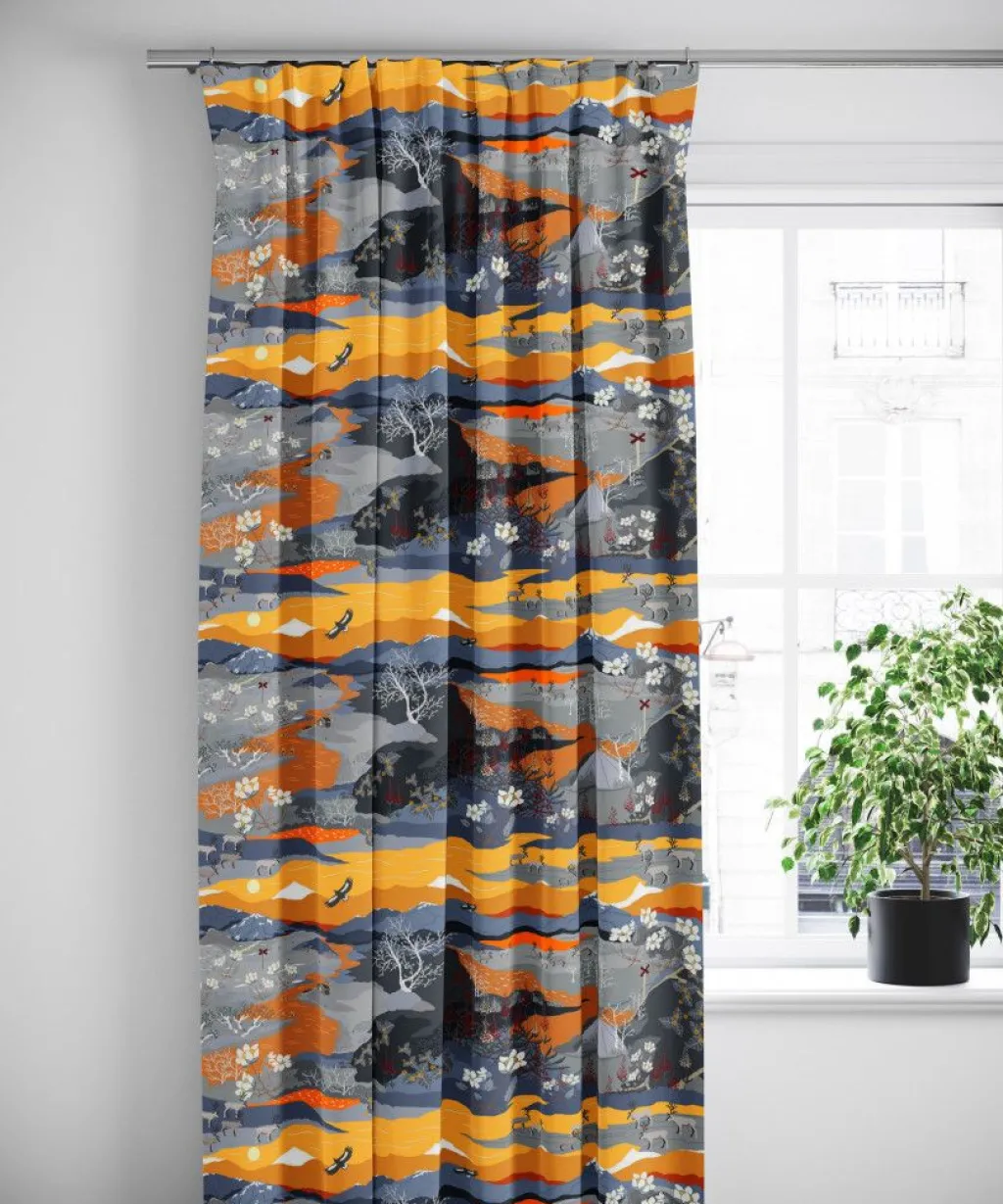 Arvidssons textil Gardiner Mönstrade|Fjällvandring orange gardiner