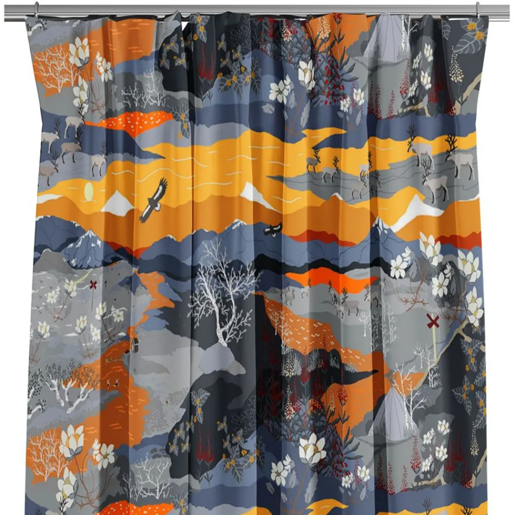 Arvidssons textil Gardiner Mönstrade|Fjällvandring orange gardiner