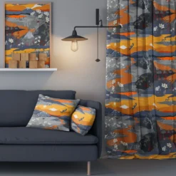 Arvidssons textil Gardiner Mönstrade|Fjällvandring orange gardiner