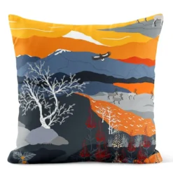 Arvidssons textil Mönstrade Kuddfodral|Fjällvandring orange kuddfodral