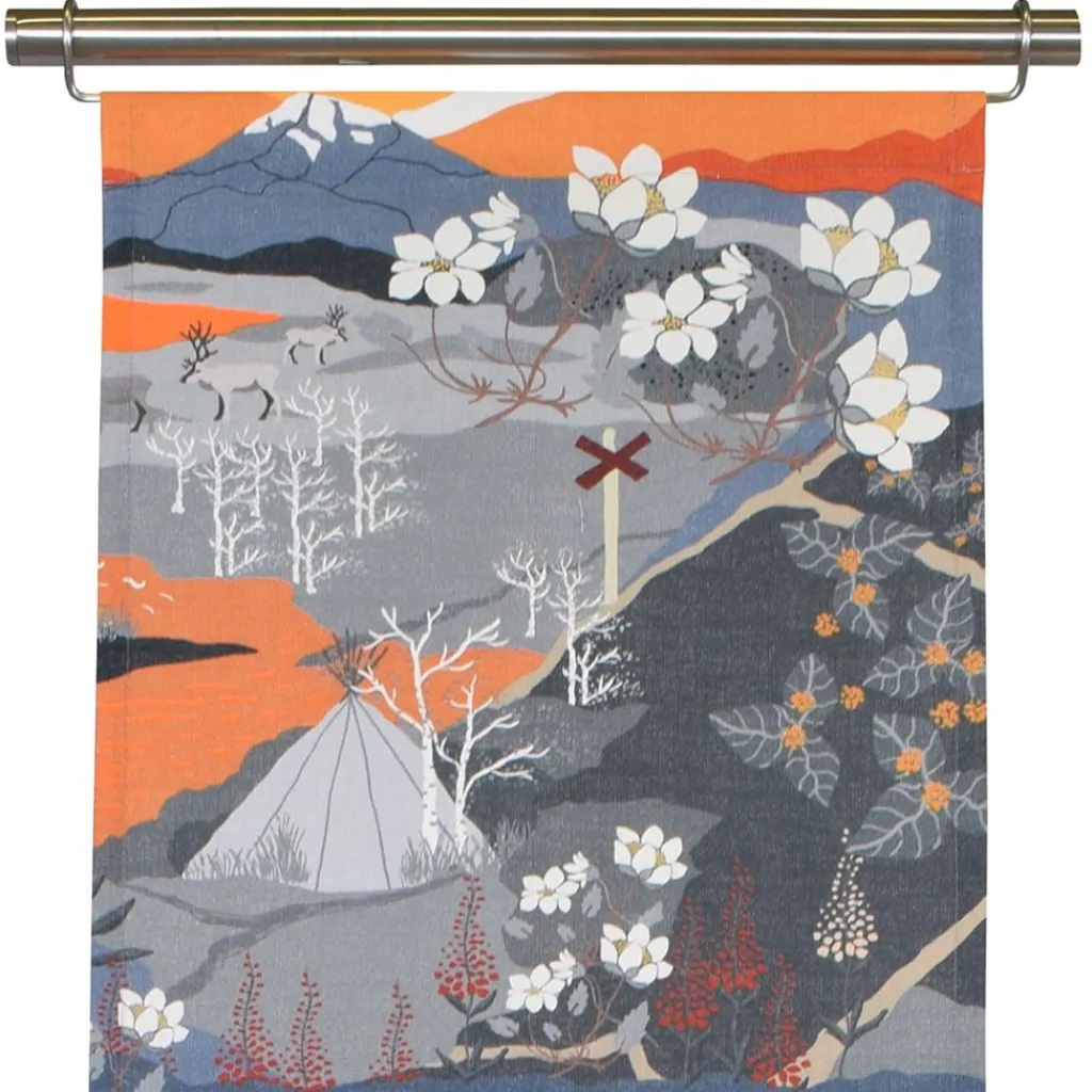 Arvidssons textil Panelgardiner|Fjällvandring orange panelgardiner