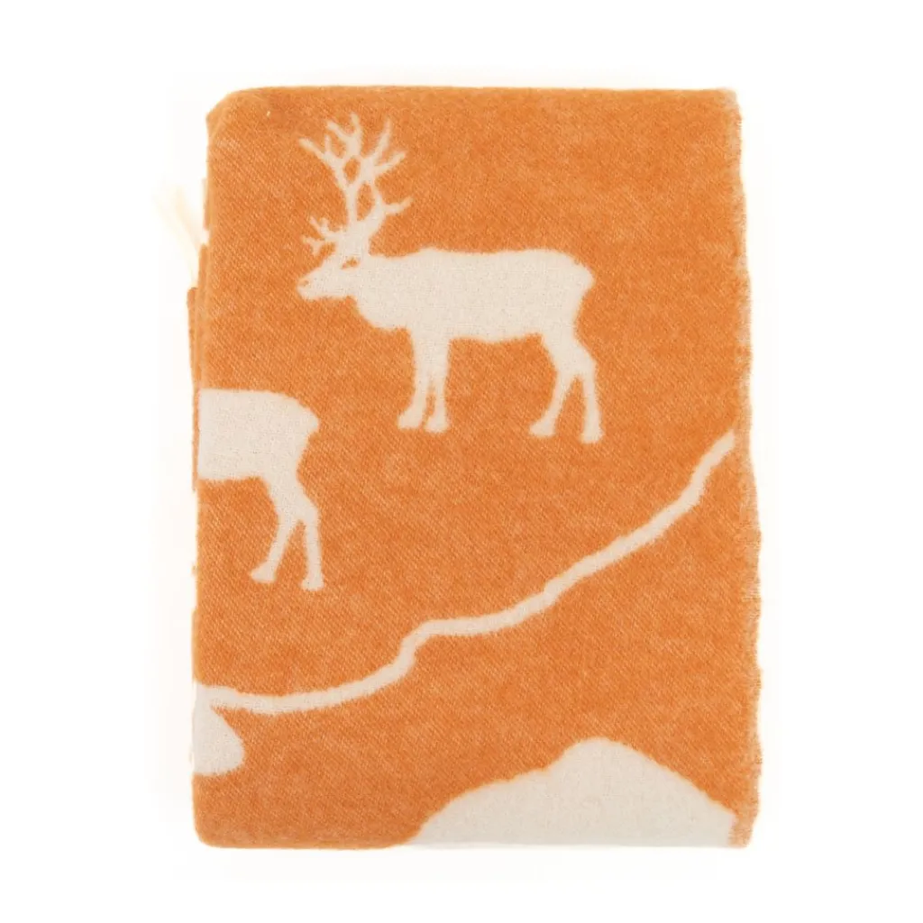 Arvidssons textil Ullplädar|Fjällvandring orange – Ullpläd med fjällinspirerat mönster