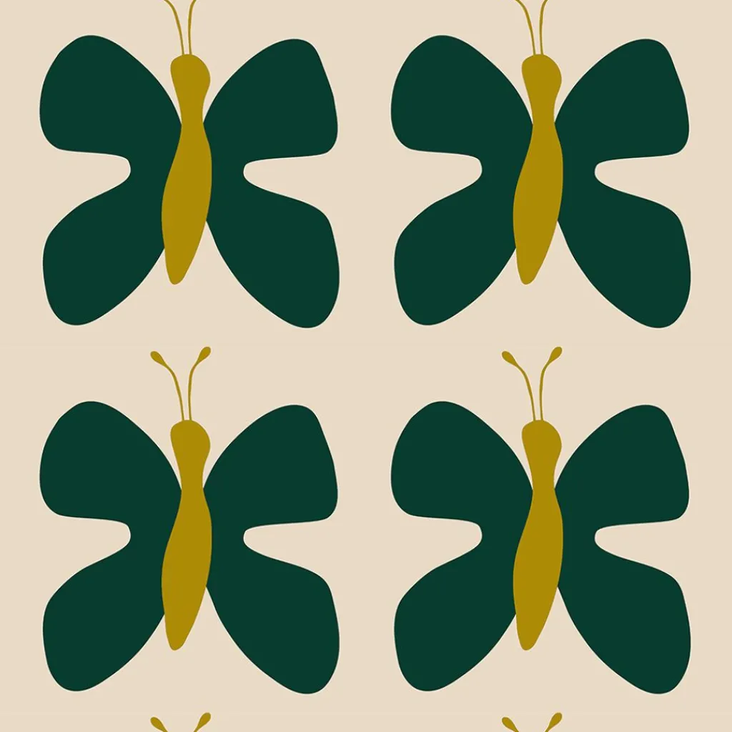 Arvidssons textil Gardintyger Mönstrade|Arvidssons Textil|Fjäril grön tyg