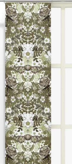 Arvidssons textil Panelgardiner|Fjärilsblom grön panelgardiner