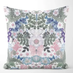 Arvidssons textil Mönstrade Kuddfodral|Fjärilsblom kuddfodral turkos-rosa - fjärilar och blommor