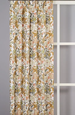Nordisk Textil Gardiner Mönstrade|Flora ockra gardiner