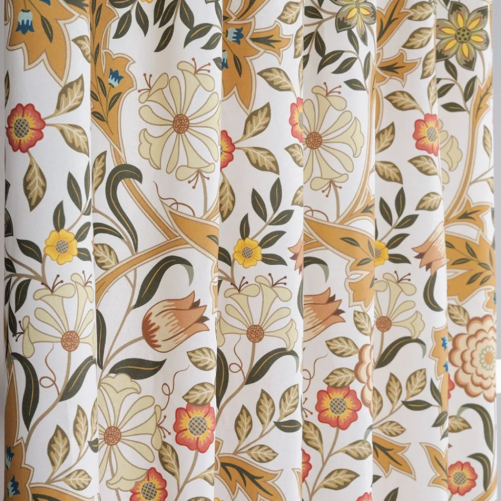 Nordisk Textil Gardiner Mönstrade|Flora ockra gardiner