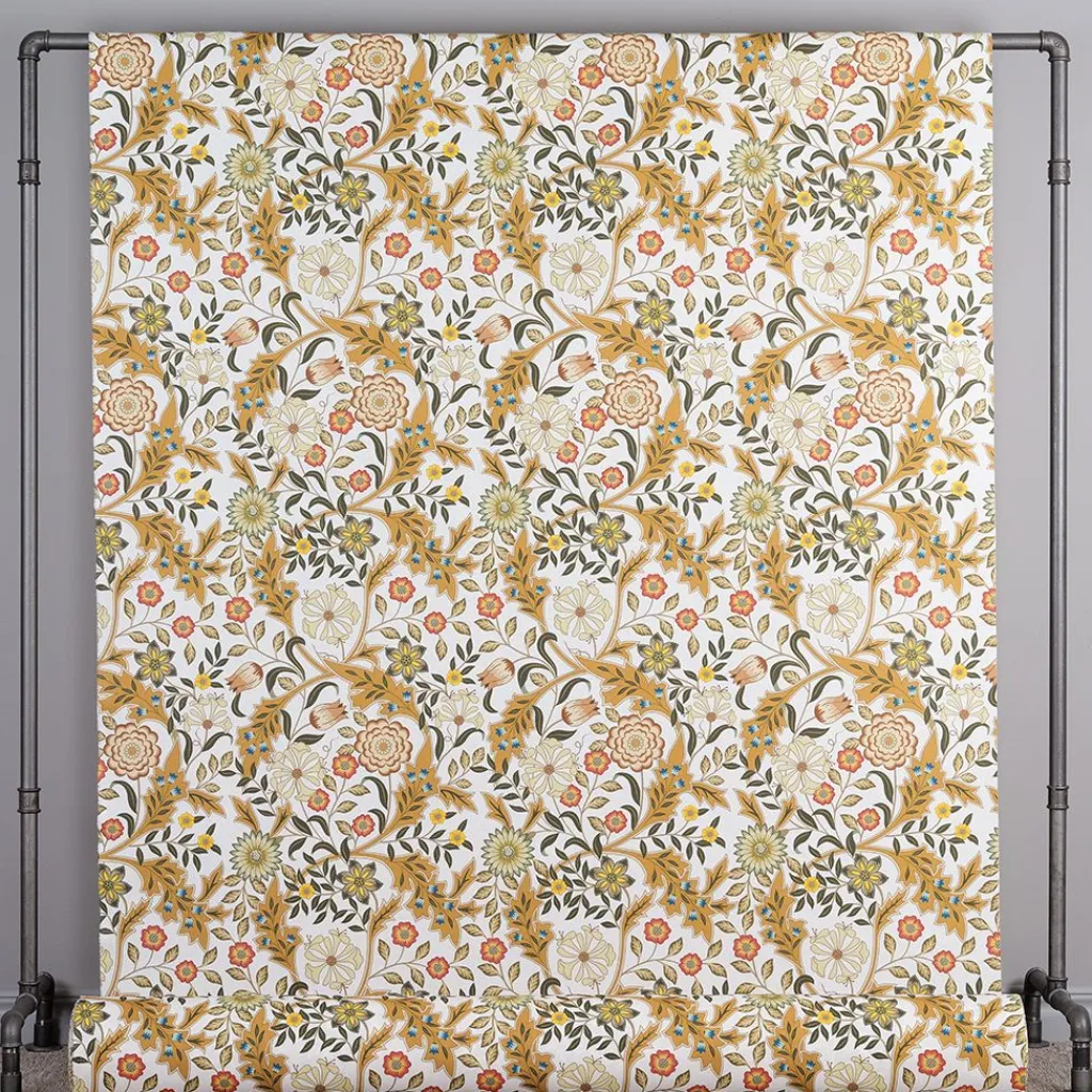 Nordisk Textil Arts & Crafts Tyger|Gardintyger Mönstrade|Flora ockra tyg
