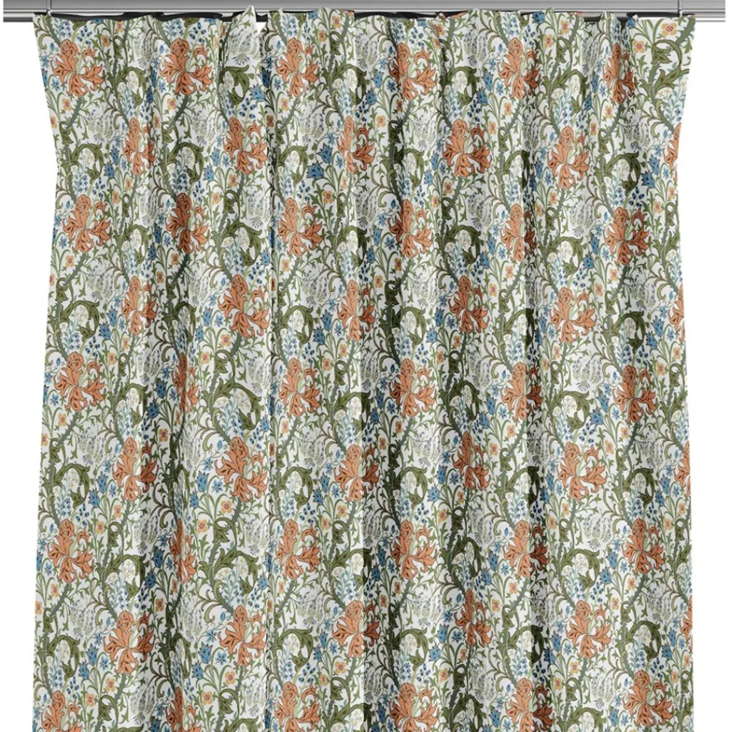 Nordisk Textil Gardiner Mönstrade|Floriana grön-rost gardiner