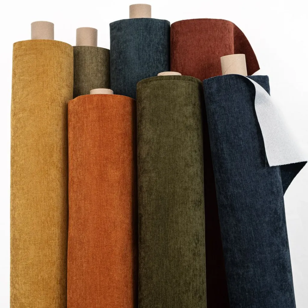 Nordisk Textil Enfärgade Möbeltyger|Flow deep atlantic möbeltyg – Mjuk & slitstark chenille