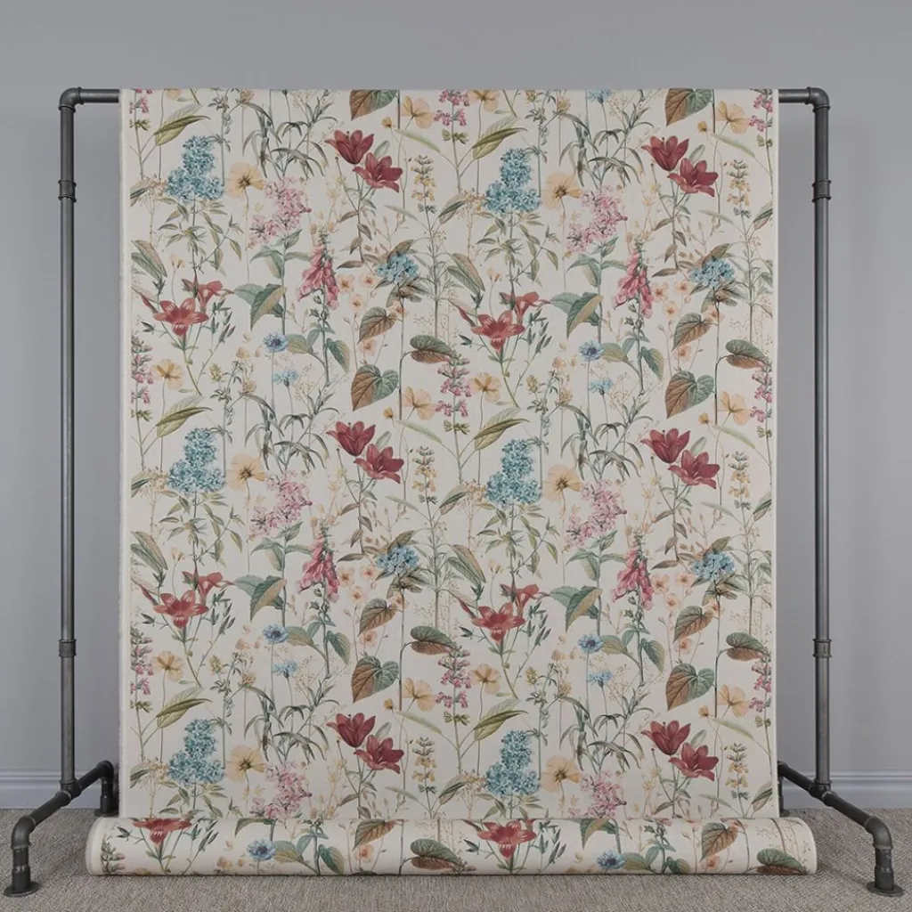 Gardintyger Mönstrade|Flower Dreamy tyg - Linnelook Halv Panama