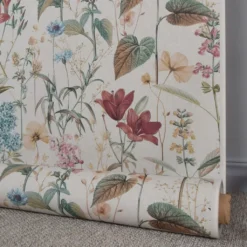 Gardintyger Mönstrade|Flower Dreamy tyg - Linnelook Halv Panama