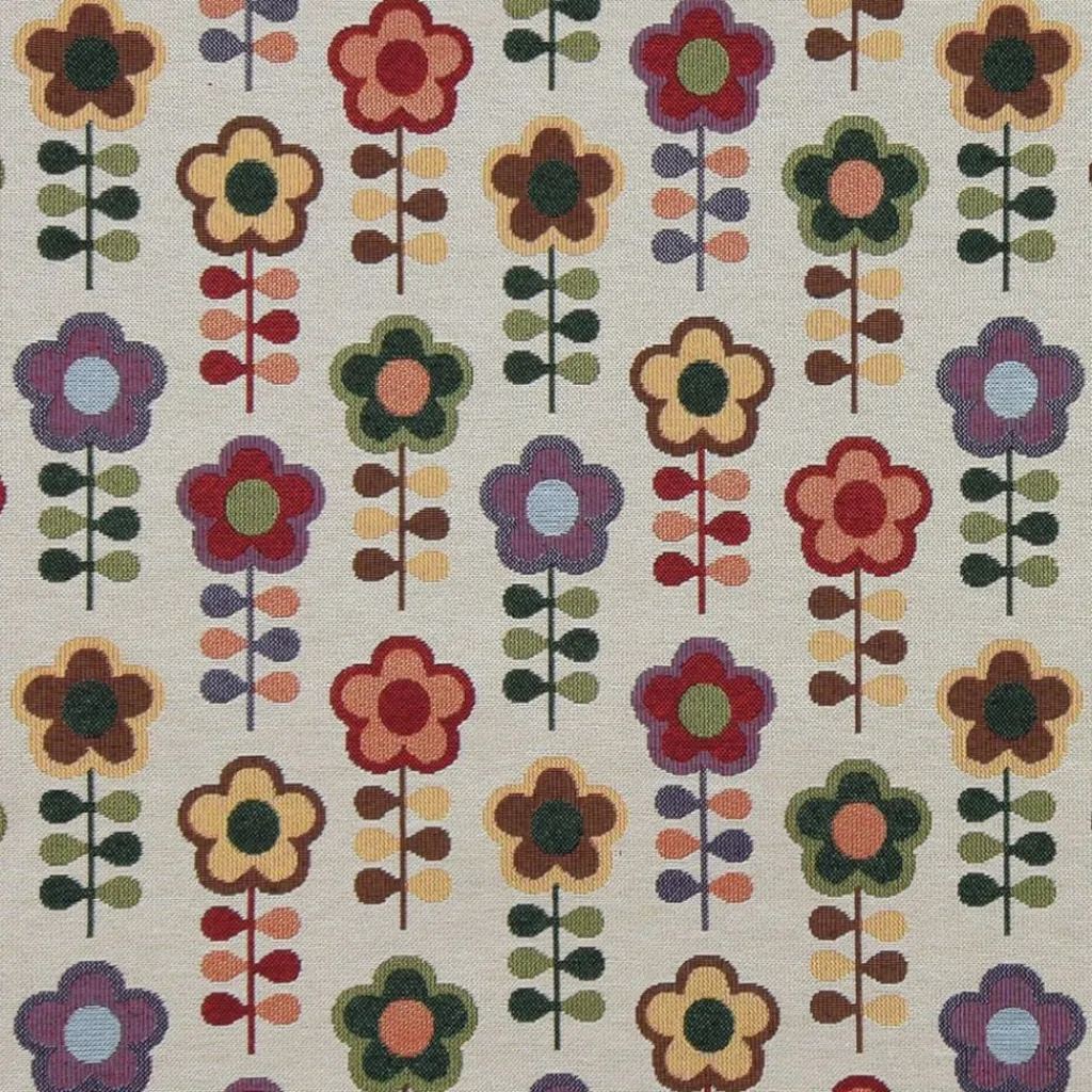 Blommiga Möbeltyger|Mönstrade Möbeltyger|Flower power retro möbeltyg