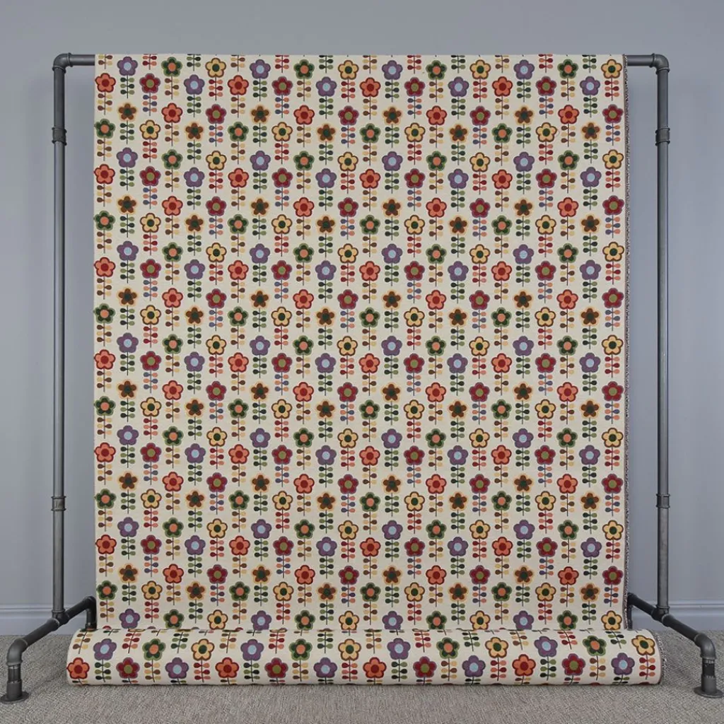 Blommiga Möbeltyger|Mönstrade Möbeltyger|Flower power retro möbeltyg
