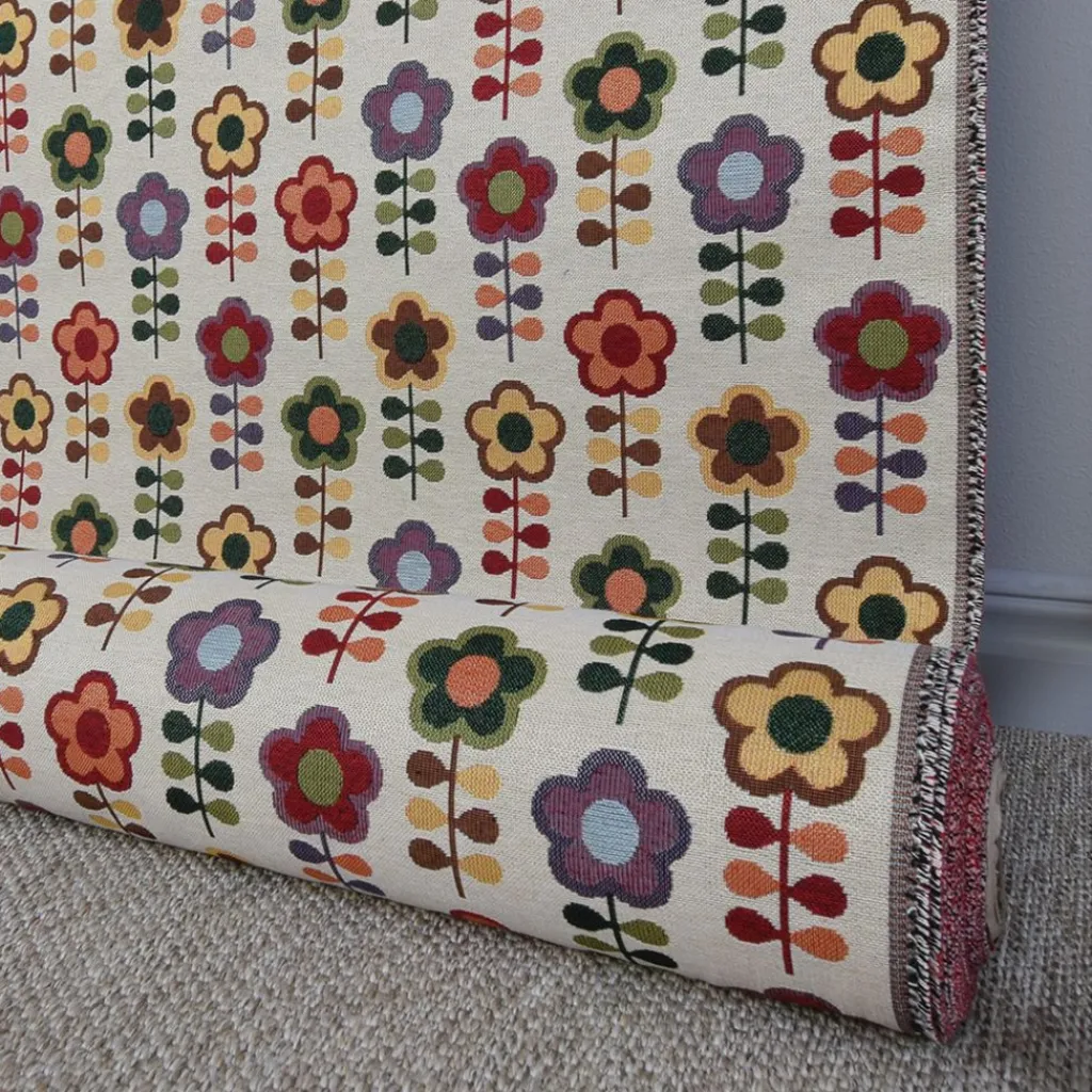 Blommiga Möbeltyger|Mönstrade Möbeltyger|Flower power retro möbeltyg